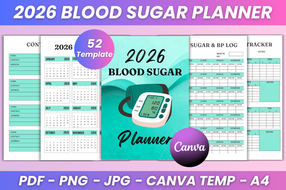 2026 Blood Sugar Planner Kdp Interior