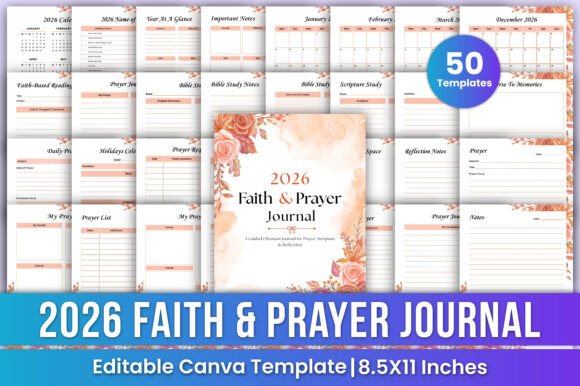 2026 Faith Prayer Journal Canva KDP
