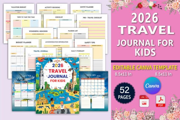 ✈️ 2026 Travel Journal for Kids Canva