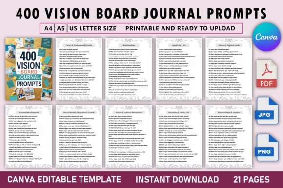400 Vision Board Journal Prompts: A Practical Resource for Intentional Goal Setting and Creative Reflection