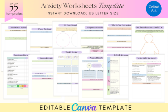 Anxiety Journal Template Canva Editable