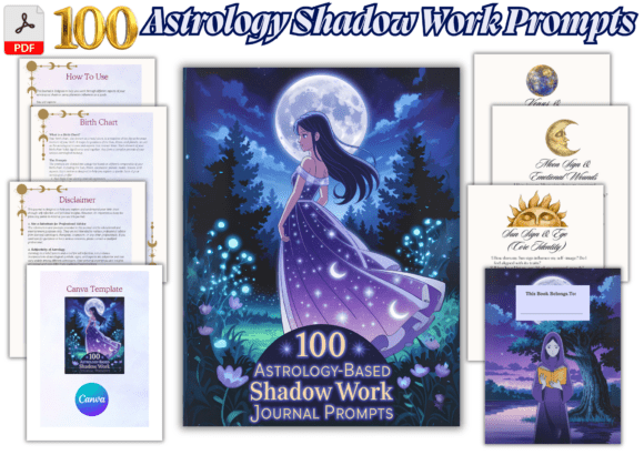 🌙 Astrology Shadow Work Journal – 100: A Practical Framework for Natal Chart–Guided Self-Inquiry