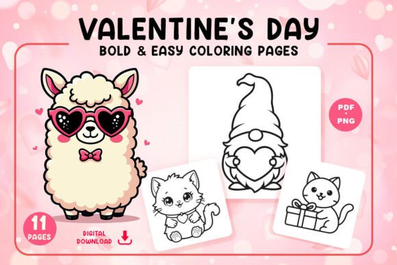Bold Easy Valentine's Coloring Book