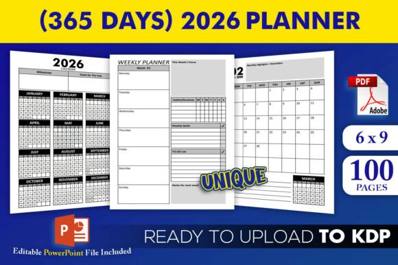 Editable 2026 Dated Planner KDP Interior: Your All-in-One Solution for Launching a Professional Print-on-Demand Planner